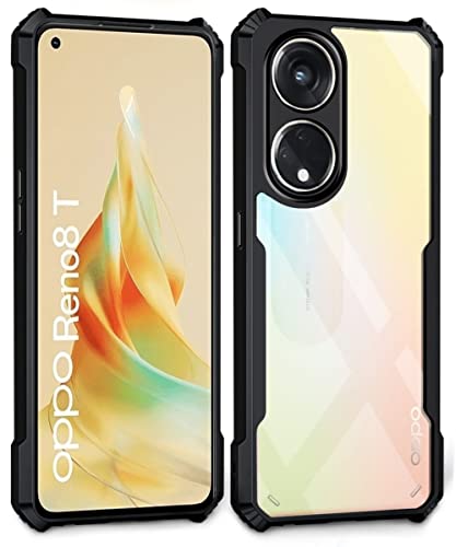 Image of WOW IMAGINE Shock Proof Clear Protective Back Case Cover for Oppo Reno 8T 5G - AirEDGE Technology | 360 Degree Camera Protection | Transparent Hybrid Back Case Mobile Cover - Earthy Black