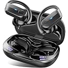 Ordtop Bluetooth Kopfhörer Sport, 70H In Ear Kopfhörer Bluetooth 5.4, HiFi Stereo Tiefer Bass Kabellose Kopfhörer mit 4 Noise Cancelling Mics, IPX8 Wasserdicht Ohrhörer mit Ohrhaken, LED-Anzeige USB-C