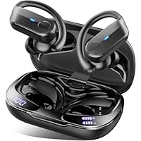 Ordtop Bluetooth Kopfhörer Sport, 70H In Ear Kopfhörer Bluetooth 5.4, HiFi Stereo Tiefer Bass Kabellose Kopfhörer mit 4 Noise Cancelling Mics, IPX8 Wasserdicht Ohrhörer mit Ohrhaken, LED-Anzeige USB-C