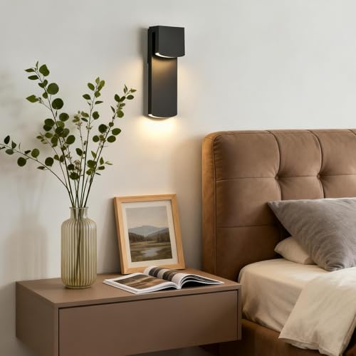 Image of IP65 Waterproof Outdoor Modern LED Wall Light Fixtures, Black Exterior Wall Sconces 16W 3000K, Porch Patio Light Fixture Outdoor Wall Lights Outside Lights for House Garage Front Door 1 Pack
