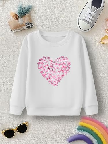 Kids Girls Bow Sweatshirt Long Sleeve Heat Transfer Bows Print Crewneck Pullover Tops Kids Valentine's Day Outfits4