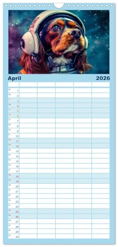 Familienplaner 2026 - Hunde im Weltall mit 5 Spalten (Wandkalender, 21 cm x 45 cm), CALVENDO: Hunde im All: Eine kosmische Reise der Niedlichkeit. (CALVENDO Wissenschaft)