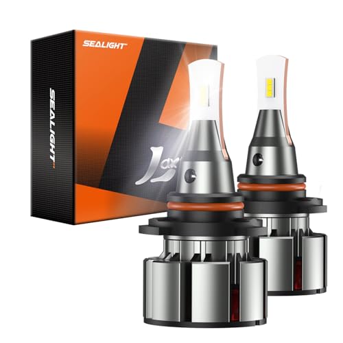 Image of SEALIGHT 9006 LED Bulbs, L2 HB4 24,000LM Super Brightness 6000K Cool White Fog Bulbs, IP68 Waterproof, Plug and Play, 15000RPM Turbo Fan, 60000Hrs Lifespan, 1:1 Size Driving Bulbs, Pack of 2