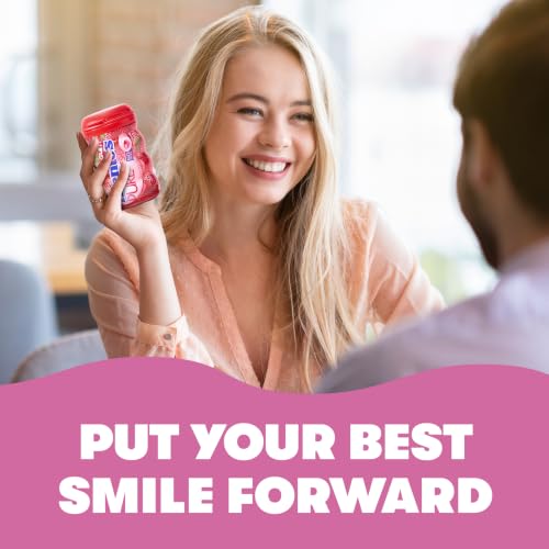 Image of Mentos Sugar Free Gum with Xylitol, Strawberry, 50 Piece Bottle (6 Pack)
