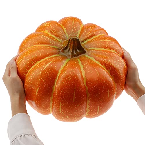 Gresorth 13 Inch Super Large Artificial Pumpkin For Outdoor Porch Fake Big Cushaw Autumn Fall Harvest Home Garden Farmhouse Party Christmas Halloween Decoration #TOP1