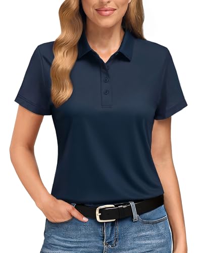 Boladeci Women's Golf Polo Shirts Short Sleeve UPF 50+ Sun Protection 4-Button Tennis Collared Shirts