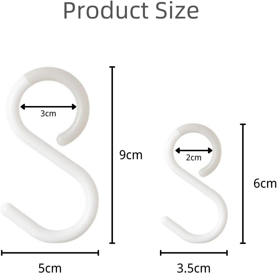 Plastic S Hooks for Hanging, Twist-Lock (6 Pack, White, Large 3.5 Inch)