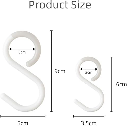 Miniatura 6 de Paquete de 6 ganchos en S de plástico seguros y silenciosos, cuello flexible para un fácil giro y bloqueo, completamente libre de óxido, soporta