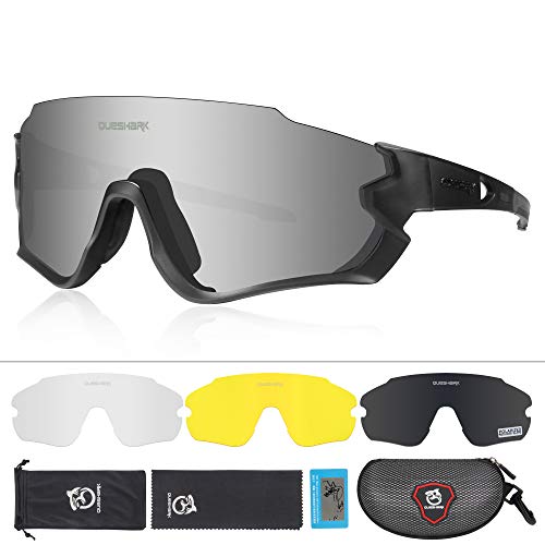 Queshark Lunettes de Soleil Sports Polarisées pour Hommes Femmes Cyclisme Course Pêche Golf Moto UV400 Lunettes 4 Objectif Interchangeable QE45 - Image 7