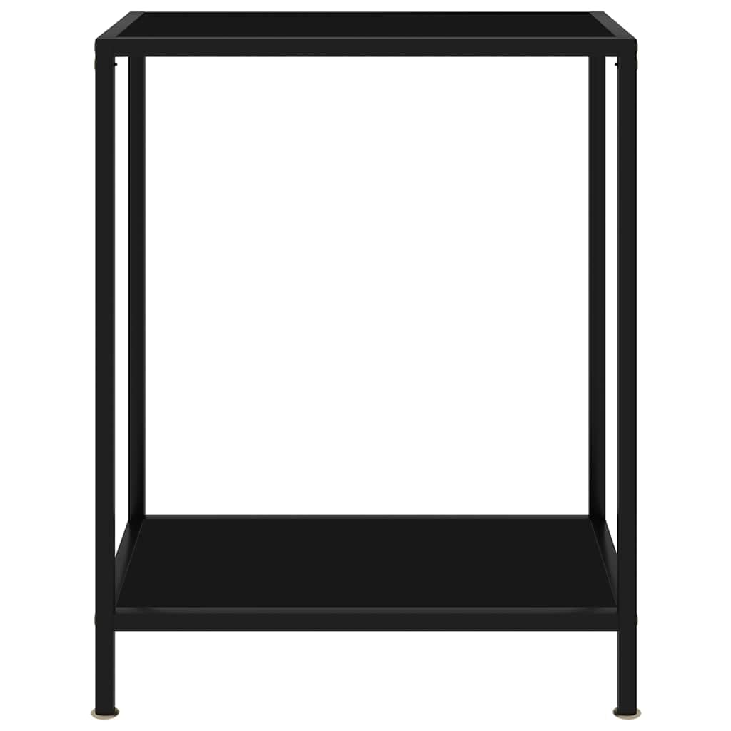 Générique Konsola stołowa czarna 60 x 35 x 75 cm szkło hartowane | Stal malowana proszkowo, półka do przechowywania, łatwa do czyszczenia, stabilny stolik boczny