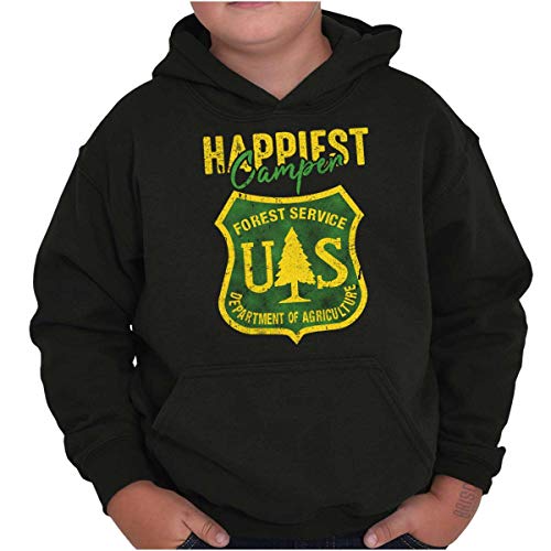Happiest Camper US National Forest Service Youth Hoodie Boy Girl Black