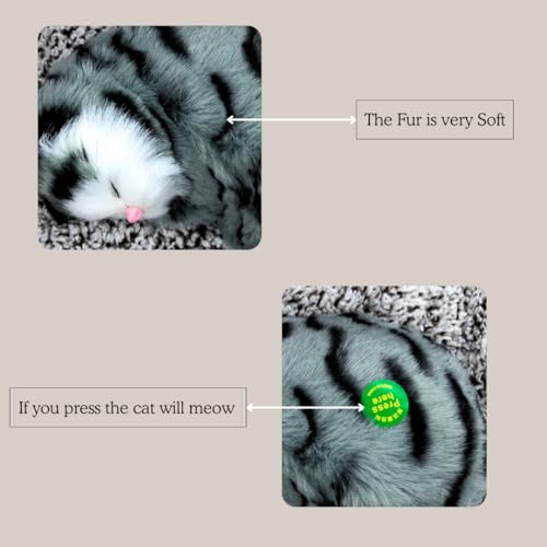 Image of Cute Sleeping Cat Soft Toy, Grey, Medium