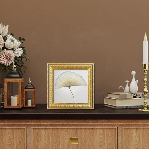 Image of VIOLABBEY 8x8 Picture Frame Gold, Vintage Photo Frame | Antique Ornate Frame, Square Frame for Wall or Tabletop Display, Classic Design for Home Office Decor, Fits 8x8 Pictures