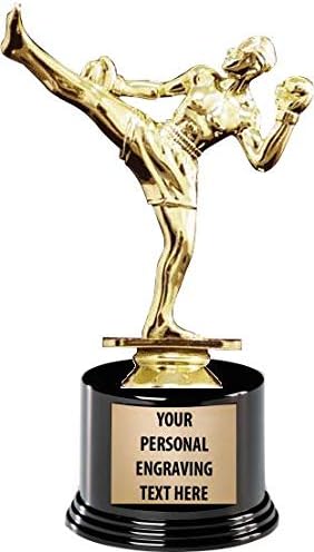 Crown Awards Boxing Trophies with Custom Engraving, 7.25" Personalized Kickboxing Trophy On Deluxe Round Base Prime