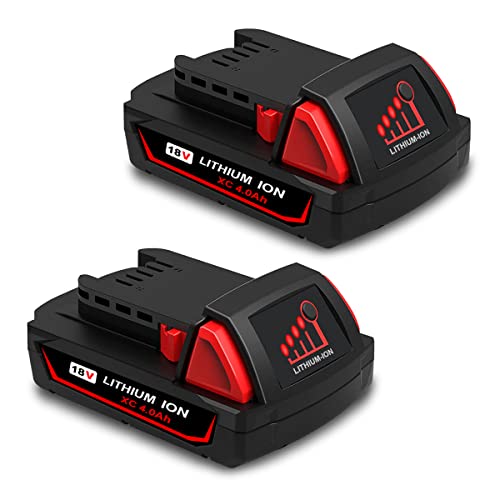 Atcuji 48-11-1820-2 Pack 18V 4.0Ah 48-11-1820 Compact Battery Pack For 18V 36Wh 2.0 Ah 1.5 Ah 3.0 Ah Battery Compatible With Milwaukee 18V Lithium Xc Cordless Power Tools M18 48-11-1820 2.0Ah 3.0Ah 1.5Ah Battery cover