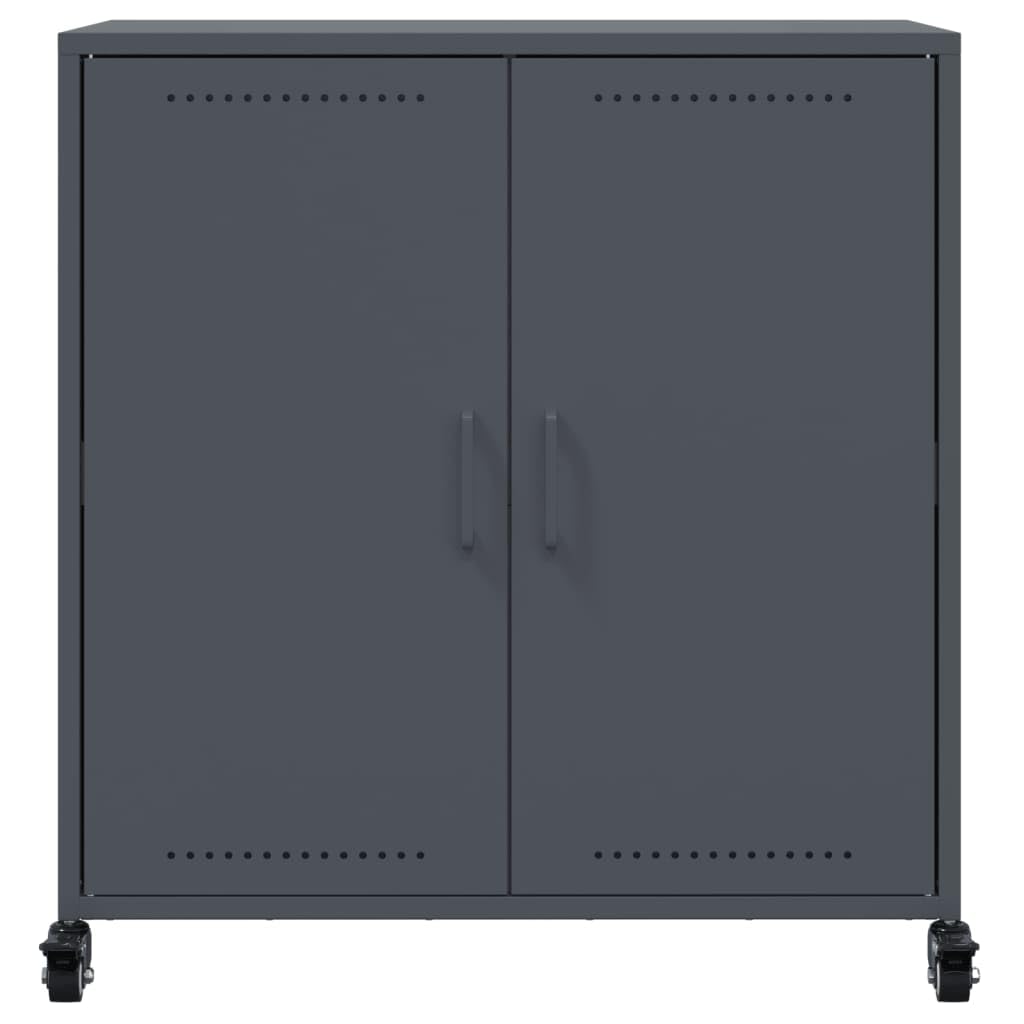 Buffet anthracite 68 x 39 x 72 cm en acier avec roulettes