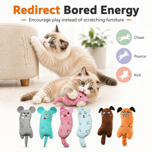 Juguetes de hierba gatera para gatos de interior peluche masticable interactivo para gatitos 5