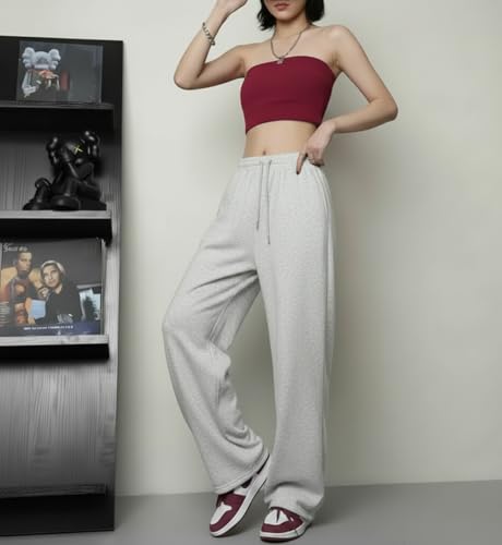 Image of dockstreet Straight Wide fit Long Length Open Bottom Jogger for Women /Trending Multi Pocket Style, Relaxed Casual Pants for Women