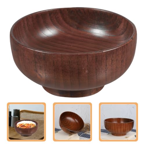 Cuenco redondo de madera grande con superficie lisa y resistente YARNOW 6