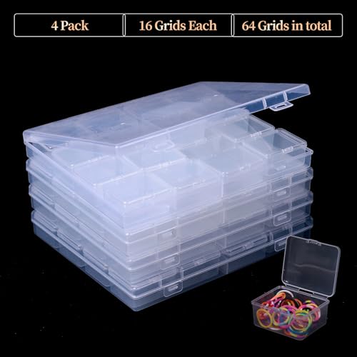 Image of Bead Organizer - 32-Compartment Clear Plastic Craft Organizers and Storage Box with Secure Hinged Lid, Jewelry Charms & Diamond Painting Art Supplies Organizer for Beads, Small Parts (32 pcs)