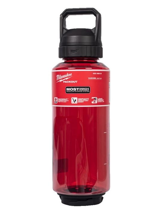 Milwaukee PACKOUT Plastic Bottle with Chug Lid - Red / 1420ml, 1420 ml