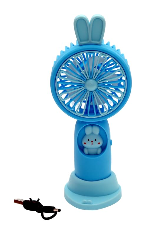 Bunny Design Mini USB Fan Blue– Cute Blue Handheld Rechargeable Table Fan for Kids – Quiet, Lightweight, and Portable Personal Fan for Summer Use with Charging Cable Bunny Design Mini USB Fan Blue– Cute Blue Handheld Rechargeable Table Fan for Kids – Quiet, Lightweight, and Portable Personal Fan for Summer Use with Charging Cable