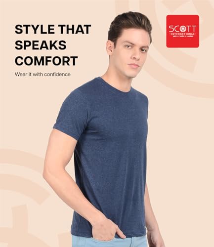 Image of Scott International T Shirt for Men | Plain Round Neck T Shirts | Cotton Tshirt for Men | Men's T-Shirt | Tshirt for Mens Stylish | T-Shirts for Mens (Pack of 1)