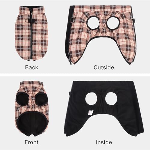 Image of SCENEREAL Dog Winter Coat with Built-in Harness for Small Dogs Boys Girls | Fall Winter Waterproof Puppy Cold Weather Coat, Warm Jacket Fleece Puffer Vest - Windproof Snow Pet Clothes