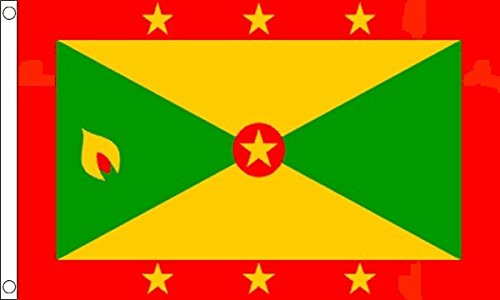 Flagtex Grenada Flag 5ft x 3ft National Flag Red Yellow Green Border Seven Stars Nutmeg Premium Quality Polyester Double Stitched Brass Grommets 150cm x 90cm Indoor Outdoor Banner Display
