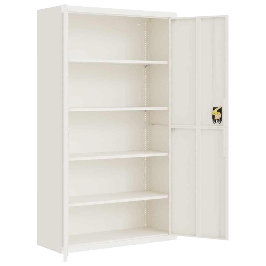 Armario archivador de acero 105 x 40 x 180 cm con 4 estantes con cerradura, color blanco para oficina y archivo