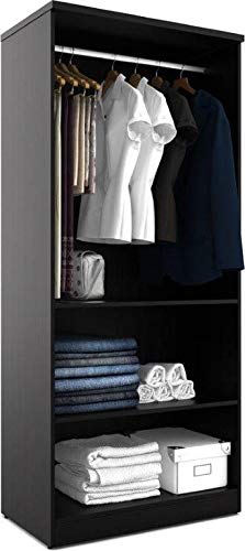 Image of Spacewood Carnival Wardrobe | 3 Year Warranty | Almirah, Cupboard, Almari, 2 Door Wardrobe with Mirror, 1 Hanging Space|Engineered Wood| Natural Wenge