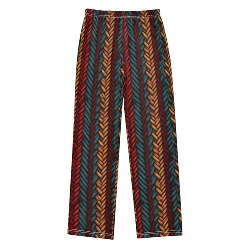 1 Wavy Texture Long Pajama Pants Elastic Waist PJ Bottoms with Pockets S A1128712