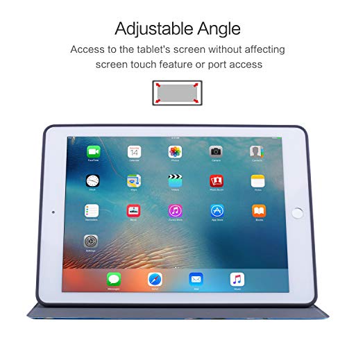 Ipad 9.7 2018 / 2017 Case, Ipad Air 2, Ipad Air Case, Vimorco Soft Tpu Back Cover, Bump Drop Resistance Folio Leather Case, Adjustable Stand Auto Wake/Sleep Smart Case (Plum Blossom) #TOP4