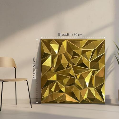 Image of Kayra Decor 3D PVC Wall Panels | SGS Certified & USA Standard Approved | Diamond Design - Golden Color | 19.7 inch x 19.7 inch (Pack of 40) - Covers 107.60 Sq. Ft | Premium Home & Office Wall Decoration