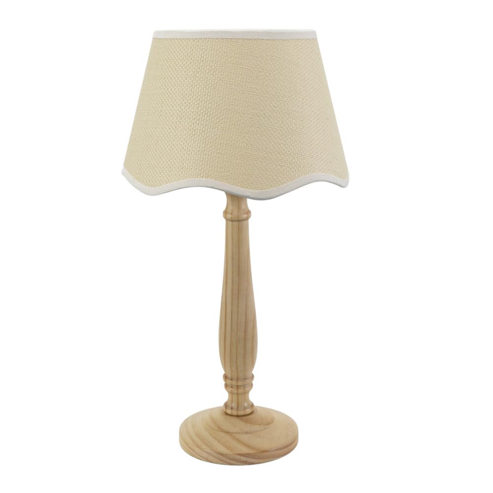 ValueLights | Natural Wood Candlestick Table Lamp with White Trim Scallop Shade Living Room Bedroom Light | Table Lamps, Home Décor & Improvement Essential