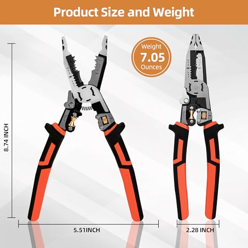 Image of Wire Stripper Wire Crimping Tool - 10-in-1 Versatile Wire Cutter Crimper Cable Stripper AWG 22-10 Heavy Duty Wire Stripper Cutter Pliers Tool for Splitting,Stripping,Cutting,Crimping,Clamping