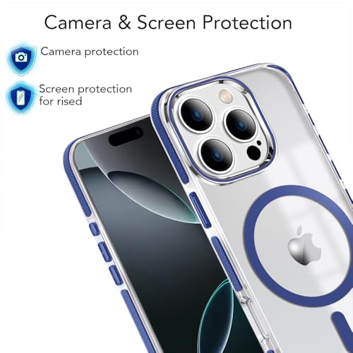 Image of MINTZZ ️ for iPhone 16 Pro Case, Compatible with MagSafe, Military-Grade Protection, Yellowing Resistant, Scratch-Resistant TPU Back, Magnetic Phone Case for iPhone 16 Pro Navy Blue