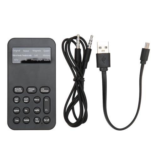 Portable Voice Changer, Handheld Mini Voice Changer Device Handheld Sound Card 8 Fixed Sound Effects Plug and Play Voice Adjustable for Mobile Phone Computer