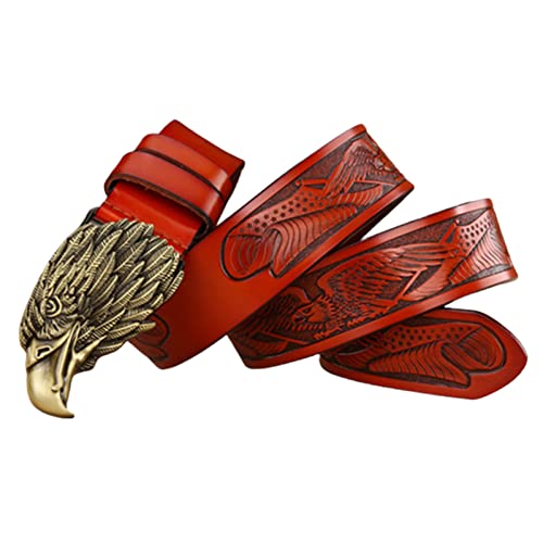 Ceinture cuir pleine fleur western homme avec motif aigle relief et boucle sculptée