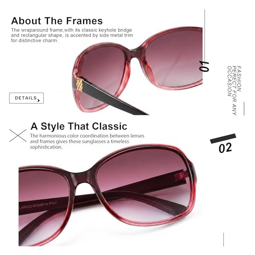 Image of SIPHEW Polarized Sunglasses for Women | UV400 Protection | Vintage Sun Glasses,Wraparound Shade,Lightweight & Comfortable,Big Sunnies eyewear,Driving,Outdoors