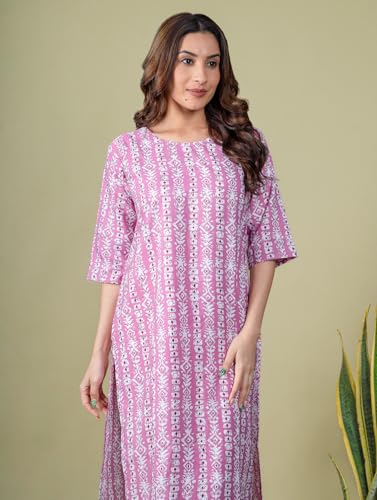 Image of Women's Straight Fit Printed Crepe Kurta, Casual Wear Kurti Design No 127