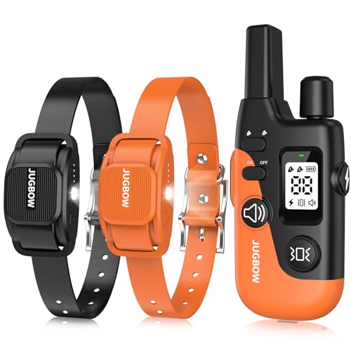 Jugbow Dog Training Collar 2 Dogs - 4200FT Dog Collars with Remote for Small Medium Large Dogs, LED Light E-Collar with Beep/Safe Static/Vibration Modes, IPX8 Waterproof Rechargeable E-Collars