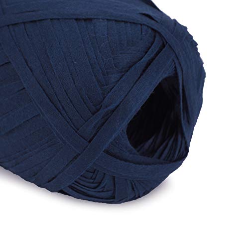 Image of NICEEC 3 Skeins Kraft Paper Yarn Raffia Yarn Soft Craft Ribbon Yarn Polyester Yarn for Crocheting DIY Weaving-Total Length 145mx3(158ydsx3, 50gx3)-Dark Blue
