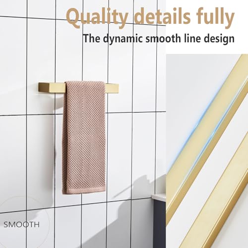 Image of KOKOSIRI Towel Bar Brushed Gold Hand Towel Holder 12 Inch Kitchen Towel Hanger Rack Stainless Steel Bathroom Hardware Wall Mounted, 1 Pack B4008BG-L12