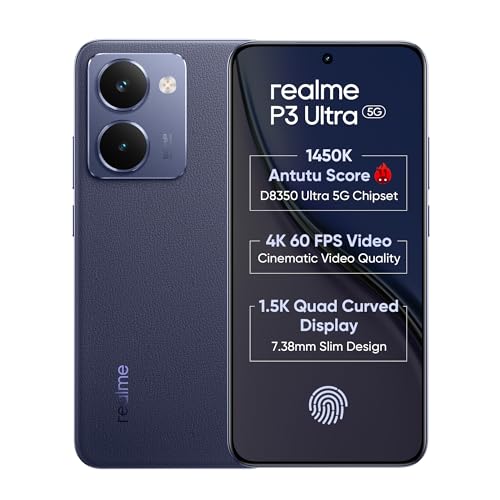 Image of realme P3 Ultra 5G Smartphone 8+256 Blue,6.83-inch Screen,20Hz Display,6000mAh Battery,80W Ultra Charge,58MP Camera,MediaTek Dimensity 8350 Ultra,IP69