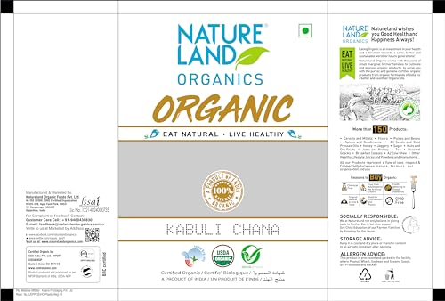 Image of Natureland Organics Kabuli Chana /White Chana /Chole 1 Kg - Organic Healthy Chana (Pack of 2)