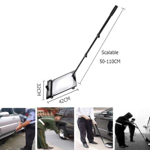 sous Le Miroir d'inspection du véhicule avec lumière LED, Longueur réglable 50-110cm, Outil d'inspection carré Pliable, Miroir Convexe télescopique