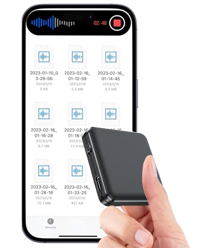 Mini Registratore Vocale Magnetico 128 GB – 1536 Kbps, Cancellazione Rumore, 160 Ore Di Autonomia, Per Riunioni E Interviste