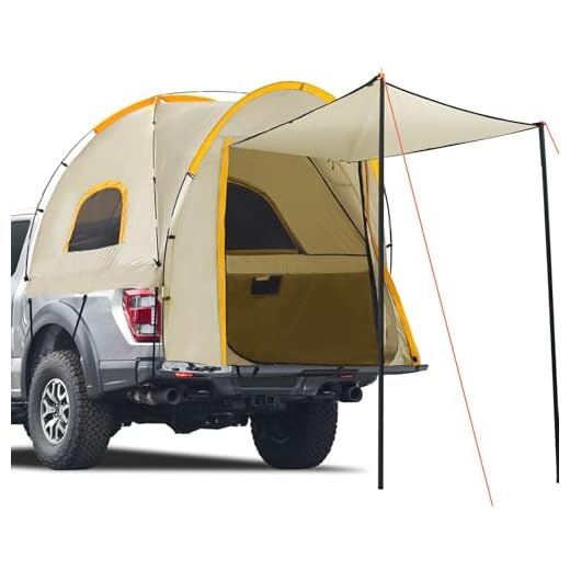 Pickup Truck Tent with Awning Shade,Waterproof PU5000mm Oxford for 5.5-6.3 FT Truck Bed for Camping Travel Outdoor Activities for Chevy Silverado 1500,Ram 1500/Dakota,F150,GMC 1500,Titan,Tundra