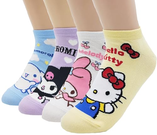 Image of JJMax Women's Kitty Cute Cartoon Cotton Blend Ankle Socks Sets